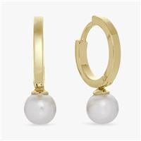 Revere 9ct Gold Plated Silver Pearl Drop Hoop Earrings