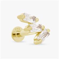 Revere Sterling Silver Baguette Trilogy Flatback Earring