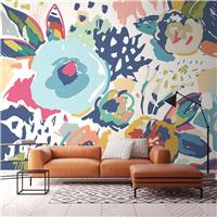 Origin Murals Abstract Floral Navy Blue Wall Mural