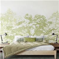Origin Murals Etched Trees Apple Green Wall Mural