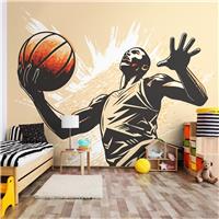 Origin Murals Graphic Basketball Orange Wall Mural