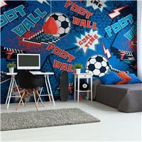 Origin Murals Graphic Pixel Footballs Blue Wall Mural