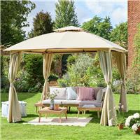 Argos Home 3m x 3m Garden Gazebo with 4 Side Panels - Beige