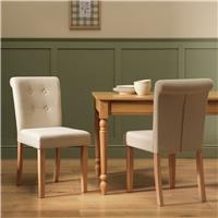 Argos Home Raina Pair of Fabric Dining Chairs - Natural