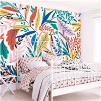 Origin Murals Patterned Leaves Multicolour Wall Mural