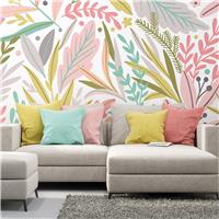 Origin Murals Patterned Leaves Olive And Blush Wall Mural
