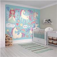 Origin Murals Princess Unicorn Blue Wall Mural