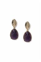 Freedom Purple Stone Gold Drop Earrings