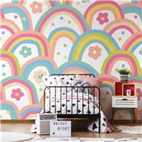 Origin Murals Rainbow Wobble Coral Pink Wall Mural