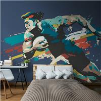 Origin Murals Rugby Player Graphic Blue Wall Mural