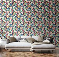 Hoopla Walls Leafy Patchwork Navy Twist Wallpaper