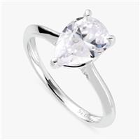 Revere Sterling Silver Pear Solitaire Fashion Ring - Small