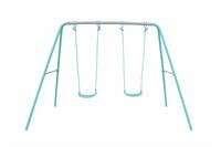Chad Valley Metal Kids Double Swing Set - Green