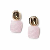 Freedom Pink Crystal and Square Stone Drop Earrings
