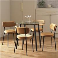 Argos Home Fyra Glass Dining Table & 4 Camel Chairs