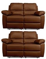 Argos Home Toby Pair of 2 Seater Recliner Sofa - Tan