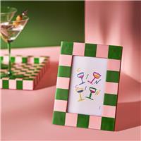 "Habitat Brights Checkerboard Pink & Green Resin Picture Frame - 4x6"""