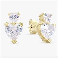Revere Gold Plated Silver Cubic Zirconia Heart Stud Earrings