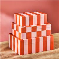 Habitat Brights Checkered Set of 3 Trinket Boxes - Pink & Red