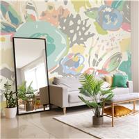 Origin Murals Abstract Floral Pastel Blue Wall Mural