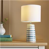 Argos Home Painted Stripe Ceramic Table Lamp - White & Blue