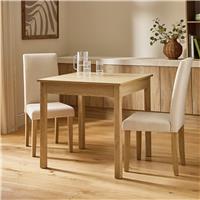 Argos Home Sendi Square Natural Dining Table& 2 Cream Chairs