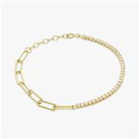 Revere Gold Plated Sterling Silver Tennis Paperclip Bracelet