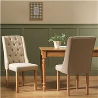 Argos Home Raina Pair of Fabric Dining Chairs - Natural