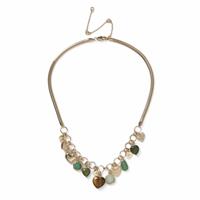Freedom Green Stone Multi Charm Gold Necklace