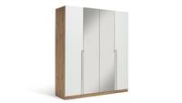 Habitat Munich 4 Door 2 Mirror Wardrobe-White /Oak Effect