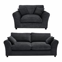 Argos Home Harry Fabric Chair & 3 Seater Sofa - Charcoal