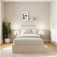 GFW End Lift Single Velvet Ottoman Bed - Natural