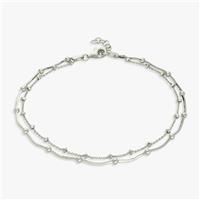 Revere Sterling Silver Double Beaded Chain Anklet