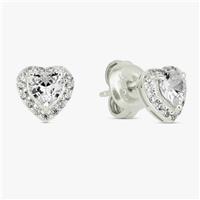 Revere Sterling Silver Cubic Zirconia Heart Stud Earrings