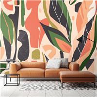 Origin Murals Abstract Leaf Shapes Orange Wall Mural