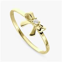 Revere Gold Plated Silver Stone Set Bow Ring - Medium