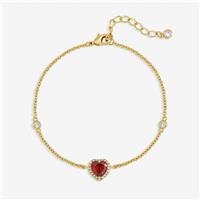 Jon Richard Gold Plated Red Heart Drop Bracelet