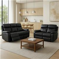 Aspire Kingsmere 3 & 2 Seater Power Recliner Sofa - Black