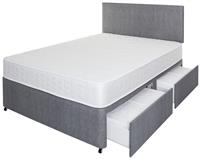 Argos Home Elmdon Memory 4 Drawer Small Double Divan - Grey