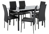 Argos Home Lido Glass Extending Table & 6 Black Chairs