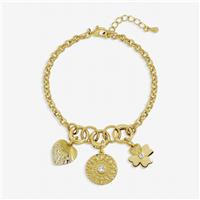 Inicio Gold Plated Multi Charm Bracelet In Gift Pouch