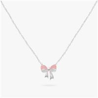 Revere Kids Sterling Silver Pink Bow Enamel Pendant Necklace