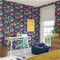 Ohpopsi Samba Safari Ink and Cerise Wallpaper