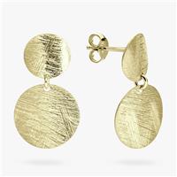 Revere Yellow Gold Plated Brushed Disc Drop Earrings