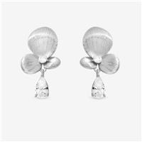 Inicio Silver Plated Satin Floral Drop Earrings