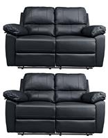 Argos Home Toby Pair of 2 Seater Recliner Sofa - Black