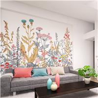 Origin Murals Botanical Fleur Dove And Coral Wall Mural