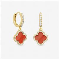 Jon Richard Gold Plated Coral Clover Huggie Earrings