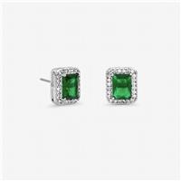 Jon Richard Rhodium Plated Cubic Zirconia Emerald Studs
