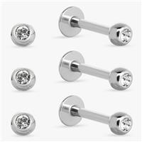 Revere Surgical Steel Round Flatback Stud Earrings- Set of 3